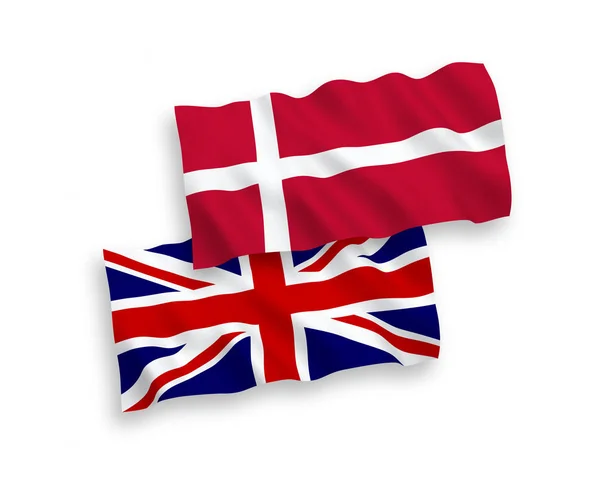 Σημαίες της Μεγάλης Βρετανίας και της Δανίας σε λευκό φόντο — Διανυσματικό Αρχείο