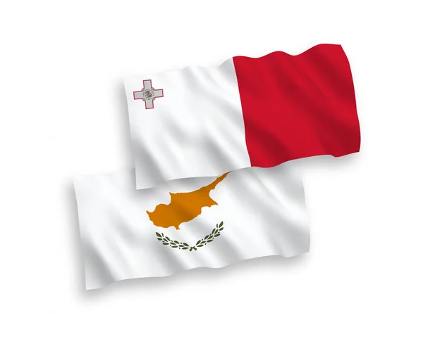 Ciprus és Málta zászlói fehér alapon — Stock Vector