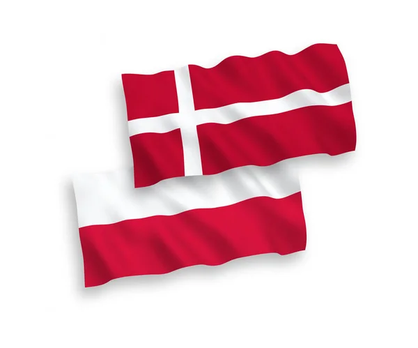 Bandiere di Danimarca e Polonia su sfondo bianco — Vettoriale Stock