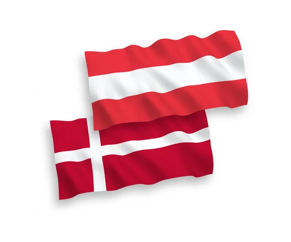 Drapeaux de l'Autriche et du Danemark sur fond blanc — Image vectorielle