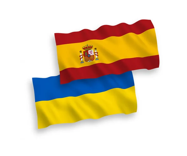 Σημαίες της Ισπανίας και της Ουκρανίας σε λευκό φόντο — Διανυσματικό Αρχείο