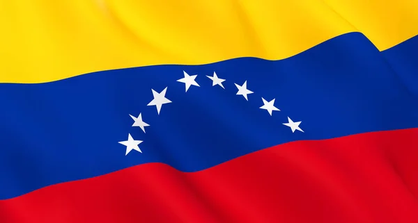 Bandeira Nacional de Closeup de Onda de Tecido da Venezuela — Fotografia de Stock