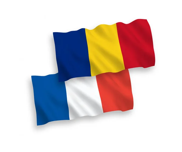 Прапори Франції та Румунії на білому фоні — стоковий вектор
