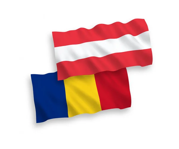 白い背景にオーストリアとルーマニアの国旗 — ストックベクタ