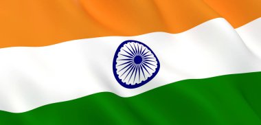 Hindistan Ulusal Kumaş Dalga Closeup Bayrağı