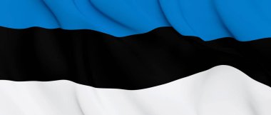 Estonya Ulusal Kumaş Dalga Closeup Bayrağı