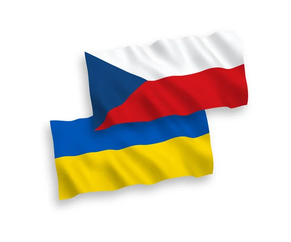 흰색 배경에 체코 공화국과 우크라이나의 국기 — 스톡 벡터
