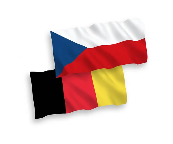 Vlajky Belgie a České republiky na bílém pozadí — Stockový vektor