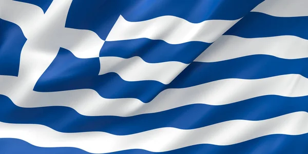 Bandera de primer plano de la onda de tela nacional de Grecia — Foto de Stock