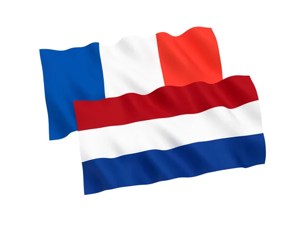 Bandiere di Francia e Paesi Bassi su sfondo bianco — Foto Stock