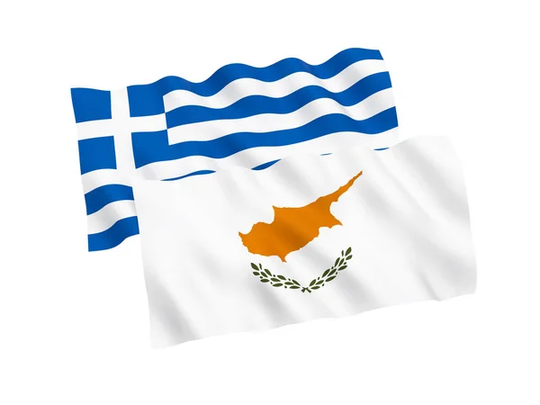 Флаги Греции и Кипра на белом фоне — стоковое фото