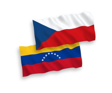 Beyaz arka planda Venezuela ve Çek Cumhuriyeti bayrakları