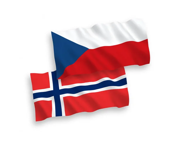 Bandeiras da Noruega e da República Checa sobre fundo branco — Vetor de Stock