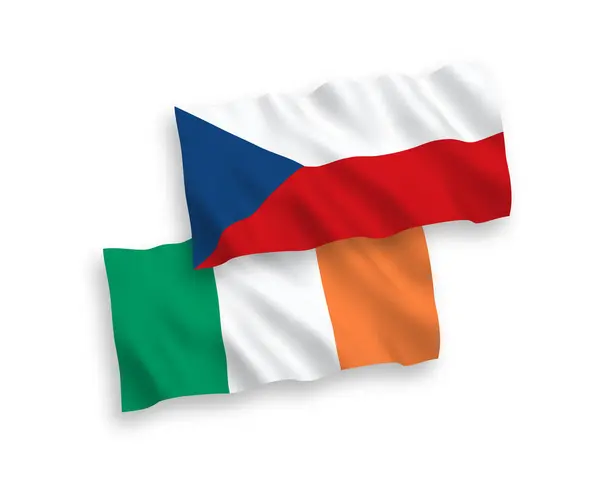 Írország és a Cseh Köztársaság zászlói fehér alapon — Stock Vector