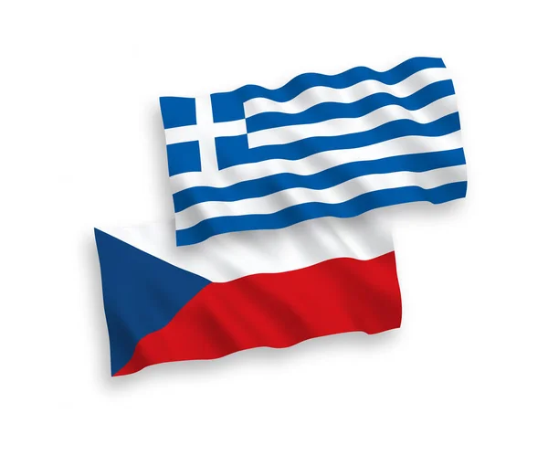 Bandeiras da Grécia e da República Checa sobre um fundo branco — Vetor de Stock