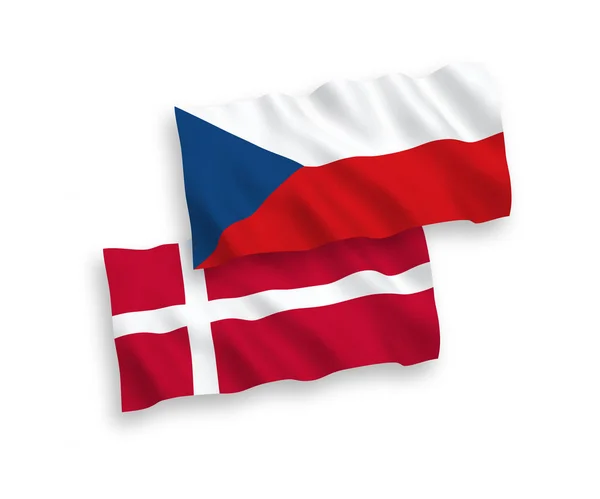 Drapeaux du Danemark et de la République tchèque sur fond blanc — Image vectorielle