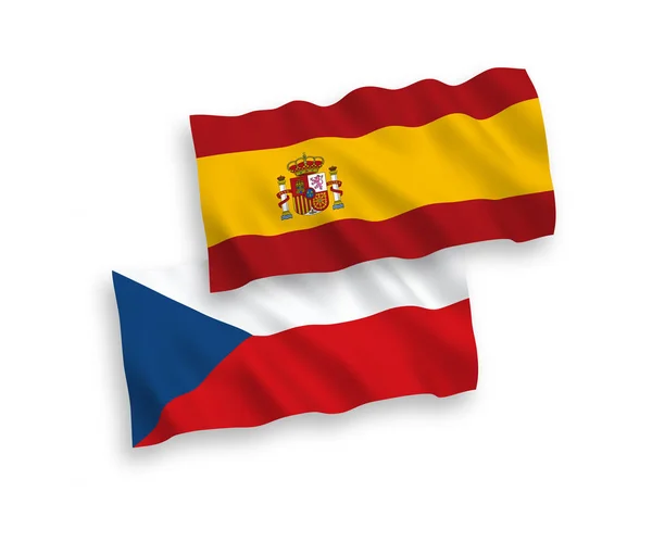 A Cseh Köztársaság és Spanyolország zászlói fehér alapon — Stock Vector