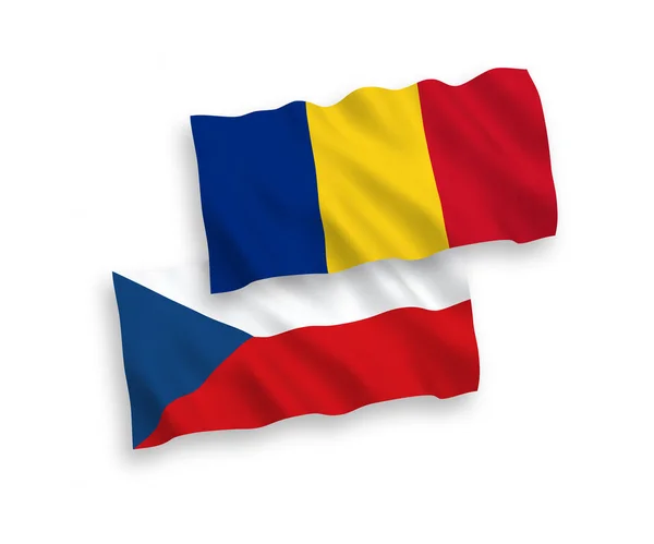 Bandeiras da Roménia e da República Checa sobre um fundo branco —  Vetores de Stock