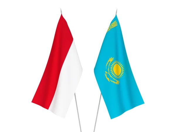 Flagi Kazachstanu i Indonezji — Zdjęcie stockowe