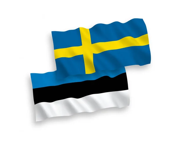 Vlaggen van Zweden en Estland op een witte achtergrond — Stockvector