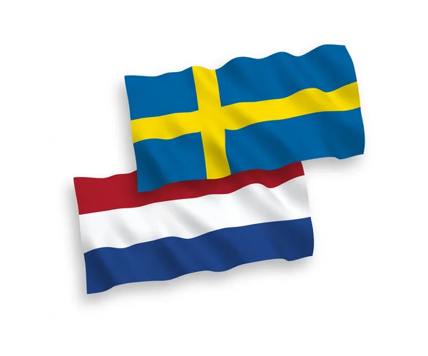Bandiere di Svezia e Paesi Bassi su sfondo bianco — Vettoriale Stock