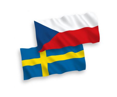 Beyaz arka planda Çek Cumhuriyeti ve Isveç bayrakları