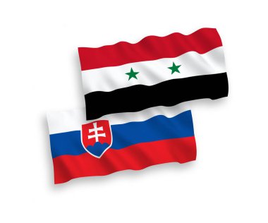 Beyaz arka planda Slovakya ve Suriye bayrakları