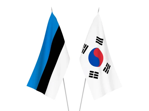 Bandiere della Corea del Sud ed Estonia — Foto Stock