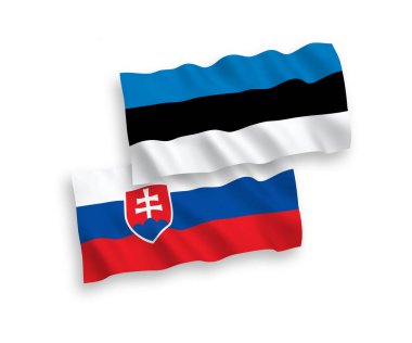 Beyaz arka planda Slovakya ve Estonya bayrakları