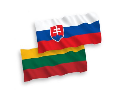 Beyaz arka planda Litvanya ve Slovakya bayrakları