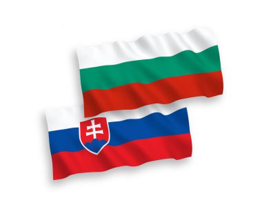 Beyaz arka planda Slovakya ve Bulgaristan bayrakları