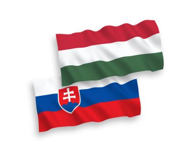 Beyaz arka planda Slovakya ve Macaristan bayrakları