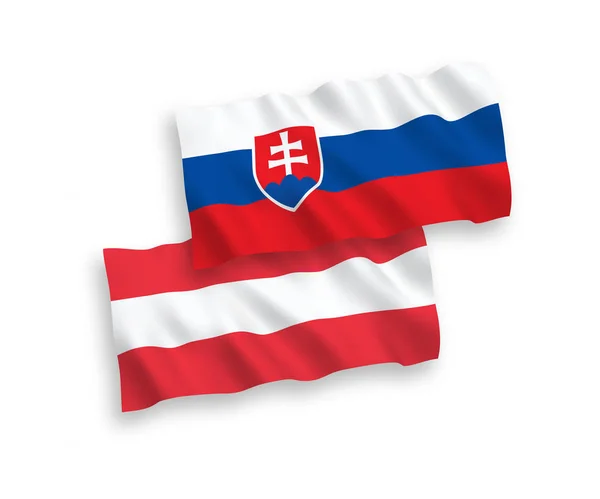 Banderas de Austria y Eslovaquia sobre fondo blanco — Vector de stock