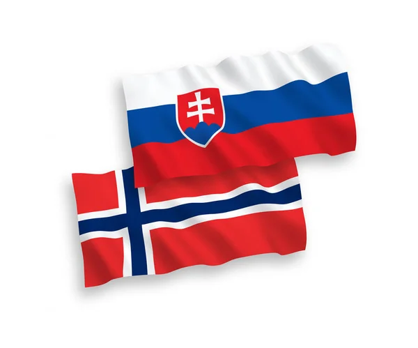 Norvégia és Szlovákia zászlói fehér alapon — Stock Vector
