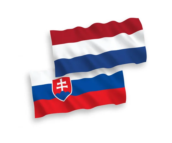 Szlovákia és Hollandia zászlói fehér alapon — Stock Vector