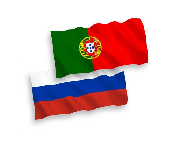 Flags of Portugal and Russia on a white background — Stock Vector