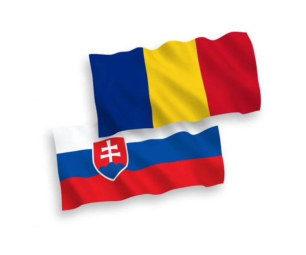 Flags of Romania and Slovakia on a white background — Stock Vector