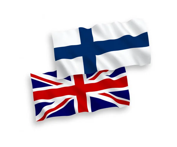 Vlaggen van Groot-Brittannië en Finland op een witte achtergrond — Stockvector