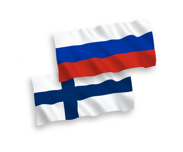 Flaggen Finnlands und Russlands auf weißem Hintergrund — Stockvektor