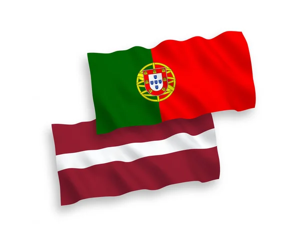 Flags of Latvia and Portugal on a white background — Stock Vector