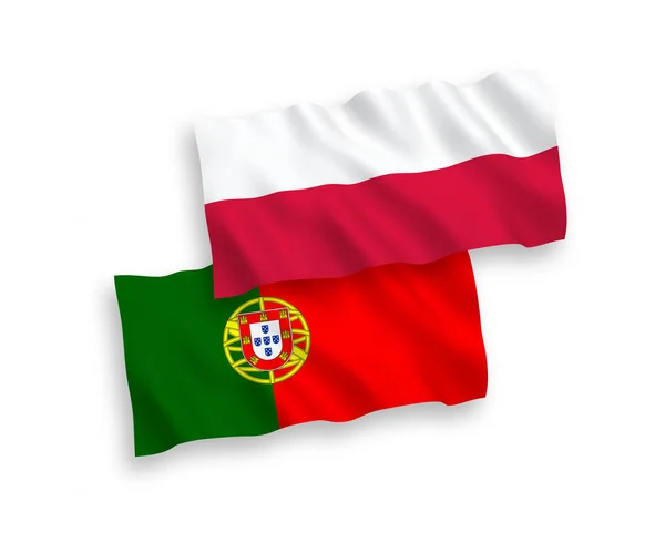 Drapeaux du Portugal et de la Pologne sur fond blanc — Image vectorielle