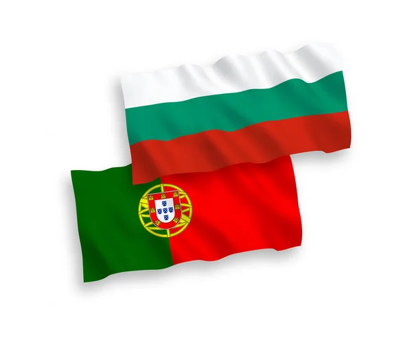 Drapeaux du Portugal et de la Bulgarie sur fond blanc — Image vectorielle