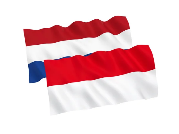 Bandiere dei Paesi Bassi e dell'Indonesia su sfondo bianco — Foto Stock