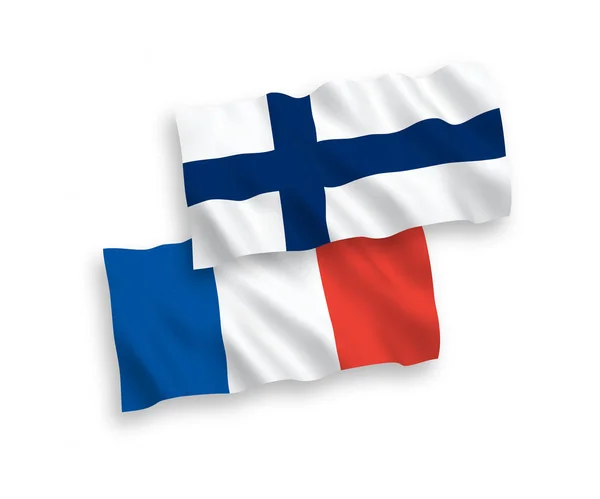 Flags of France and Finland on a white background — Stock Vector