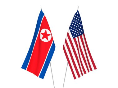 Amerika ve Kuzey Kore bayrakları