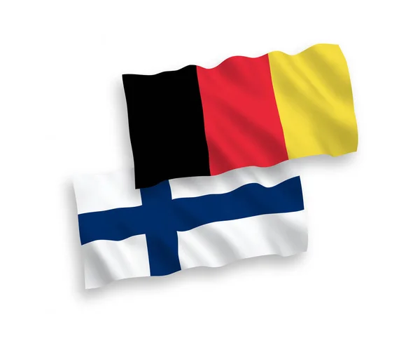 Beyaz arka planda Belçika ve Finlandiya bayrakları — Stok Vektör