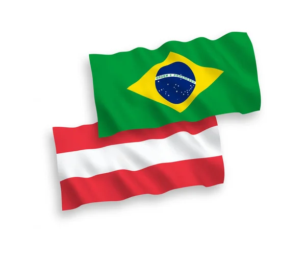 Österrikes och Brasiliens flaggor på vit botten — Stock vektor