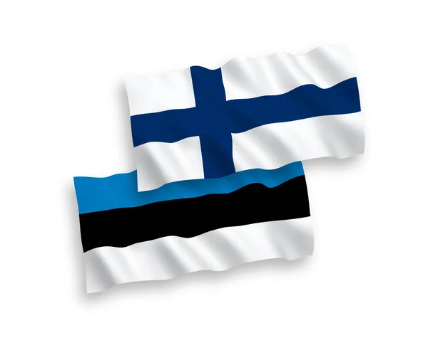 Флаги Финляндии и Эстонии на белом фоне — стоковый вектор