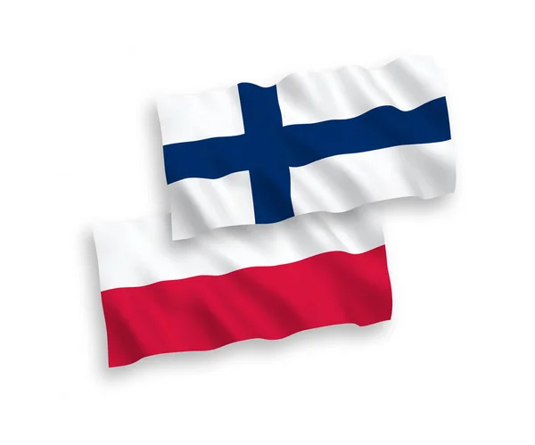 Banderas de Finlandia y Polonia sobre fondo blanco — Vector de stock