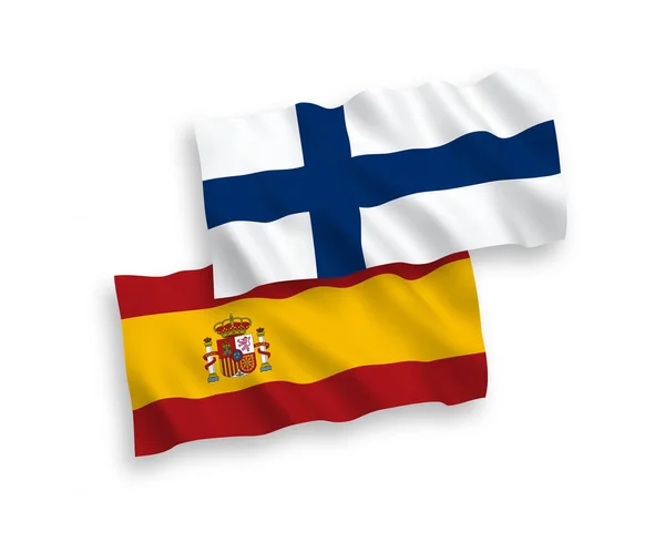 Flags of Finland and Spain on a white background — Stock Vector